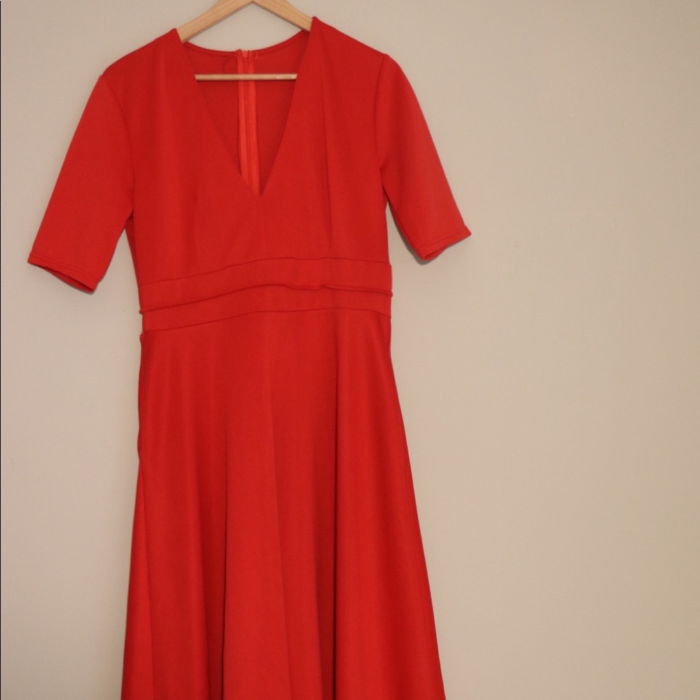 Red dress.